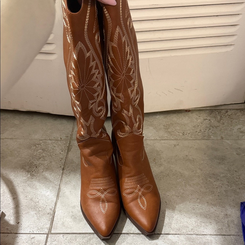 Brown Western Embroidered Women's Cowboy Boots #0… - image 2